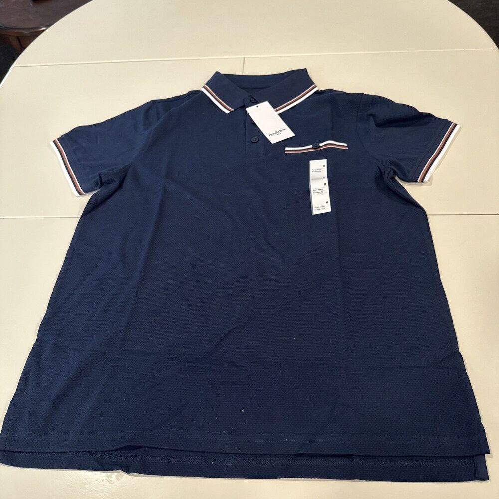 Goodfellow & Co Mens Polo Shirt Size M Navy Blue Short Sleeve Casual Classic
